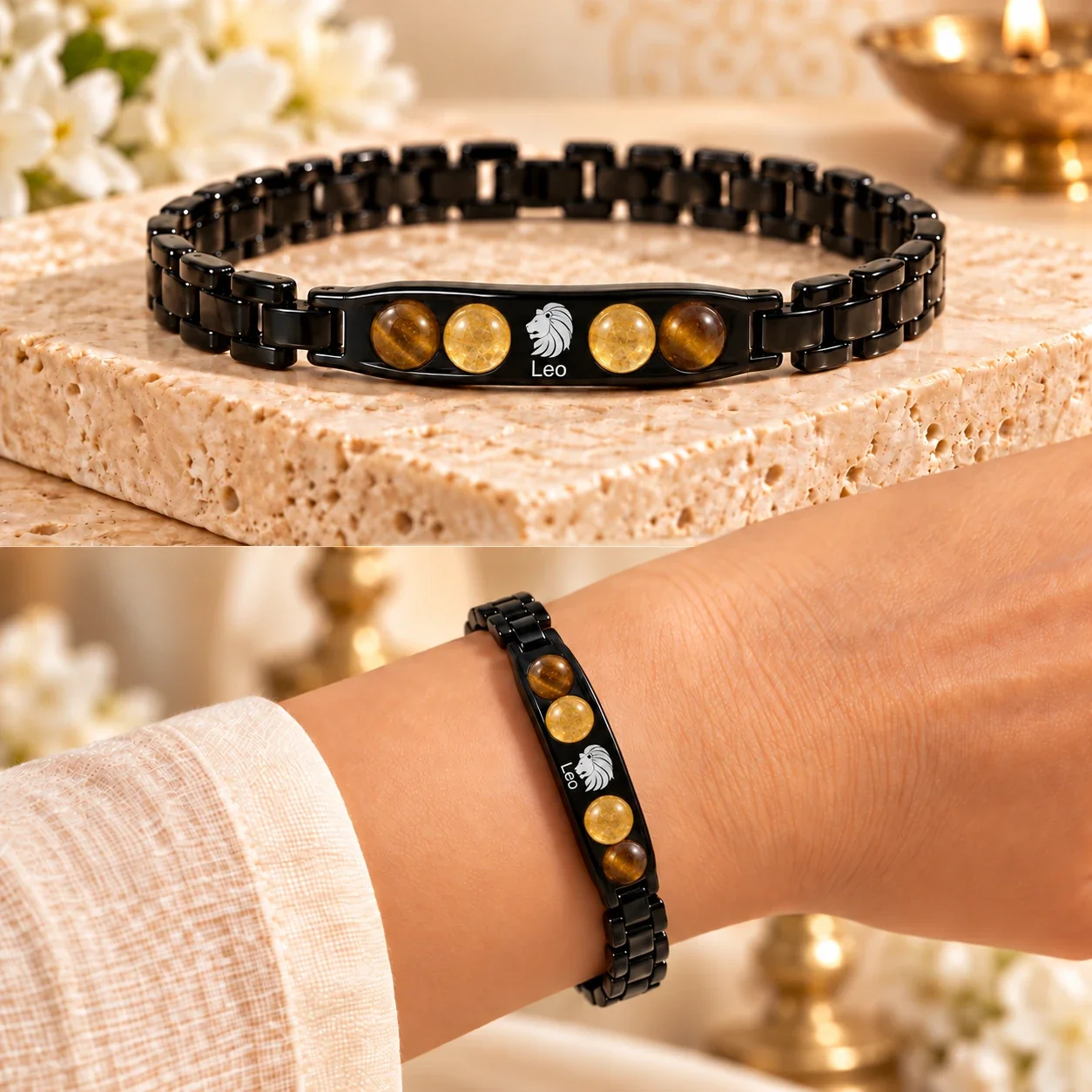 Leo (Sinh Rashi) Zodiac Black-Link Bracelet — buy online at Digveda