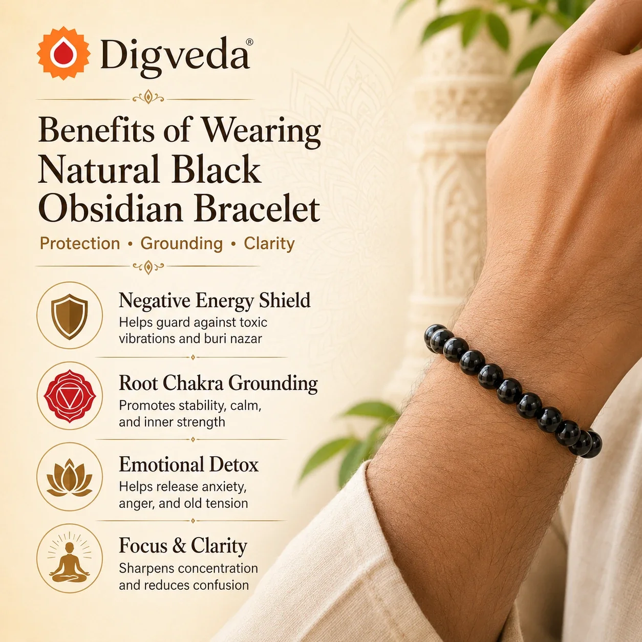 Black Obsidian Bracelet — buy online at Digveda
