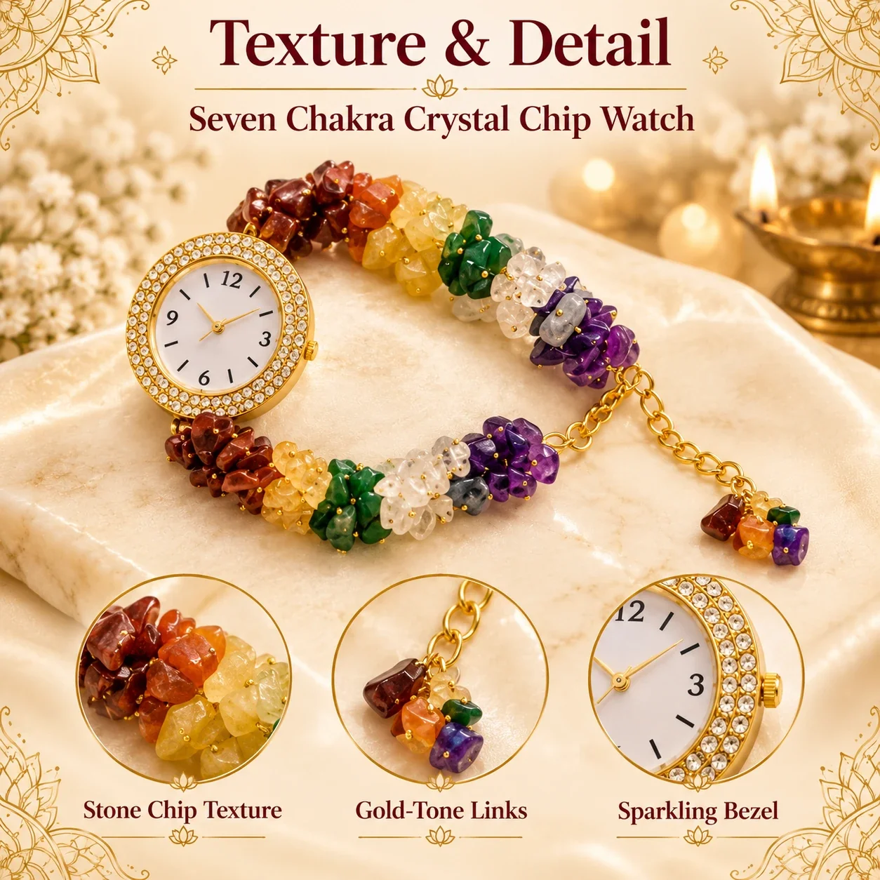 Seven Chakra Crystal Chip Watch — buy online at Digveda