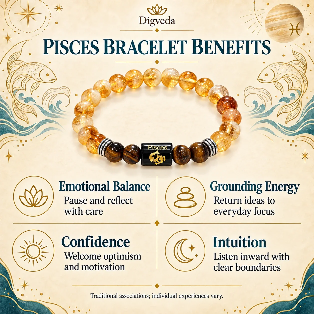 Pisces (Meen Rashi) Zodiac Bracelet — buy online at Digveda