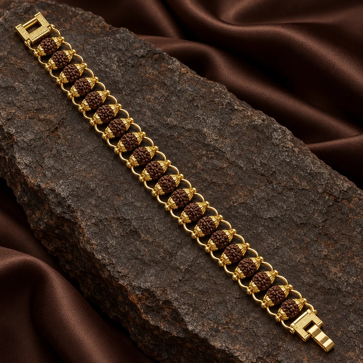 Gold Plated Essential Rudraksha Bracelet — buy online at Digveda