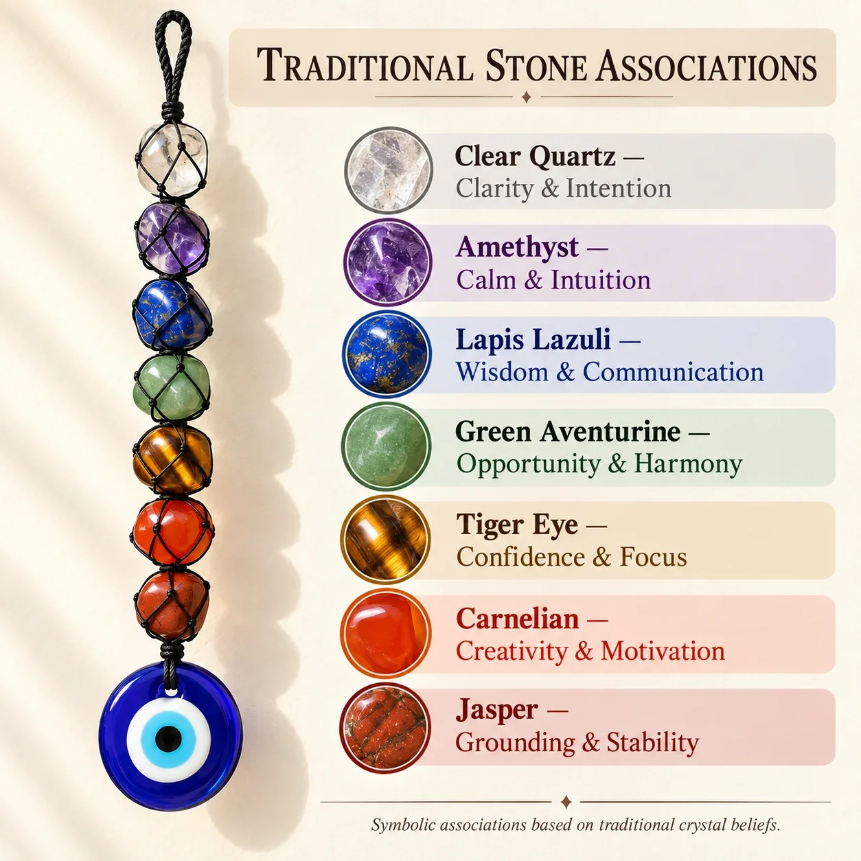 7 Chakra Natural Tumble Stone Evil Eye Hanging — buy online at Digveda
