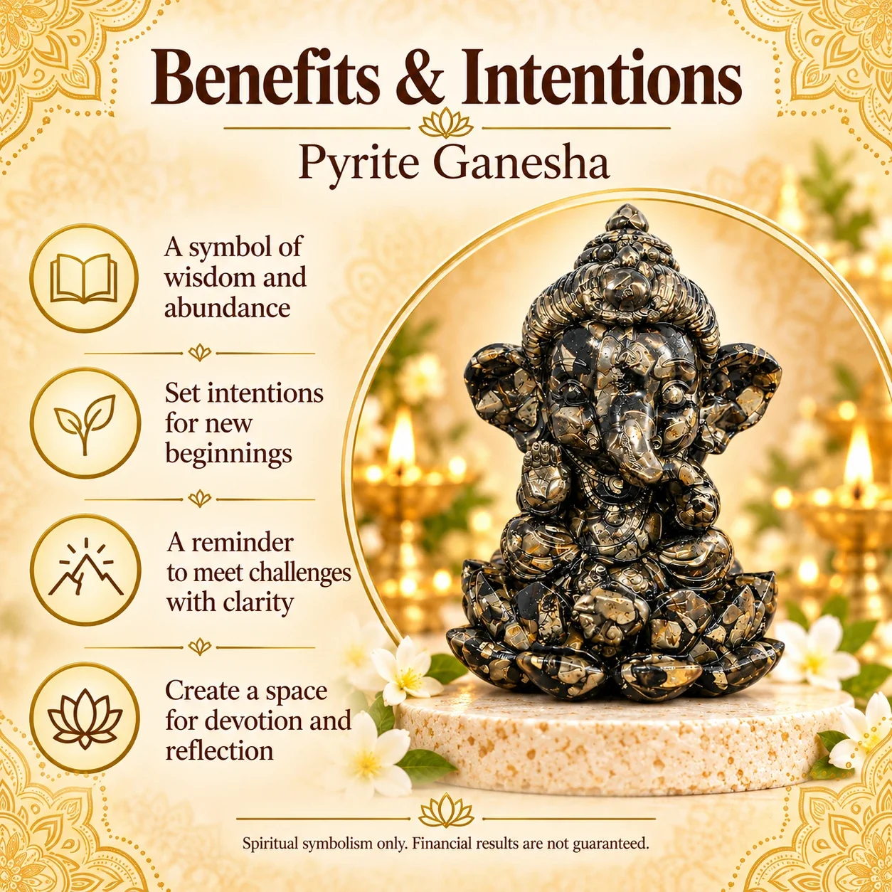 Pyrite Ganesha Statue on Lotus — buy online at Digveda