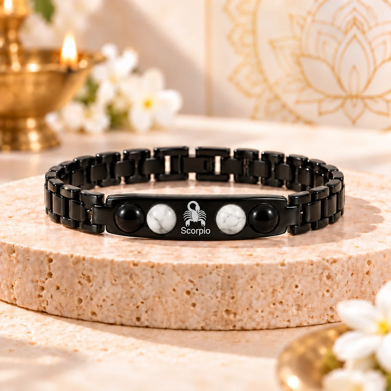 Scorpio (Vrishchik Rashi) Zodiac Black-Link Bracelet — buy online at Digveda