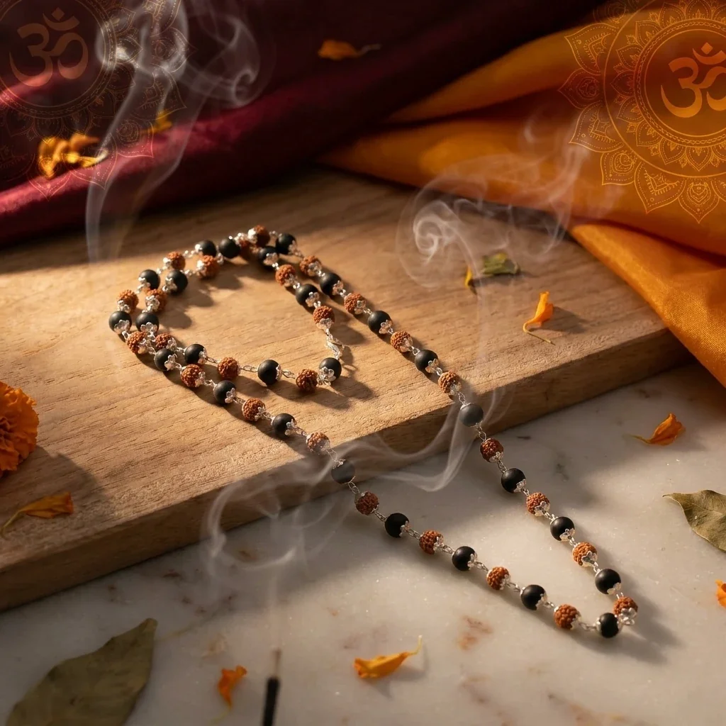 Silver plated Rudraksha Karungali Mala — buy online at Digveda