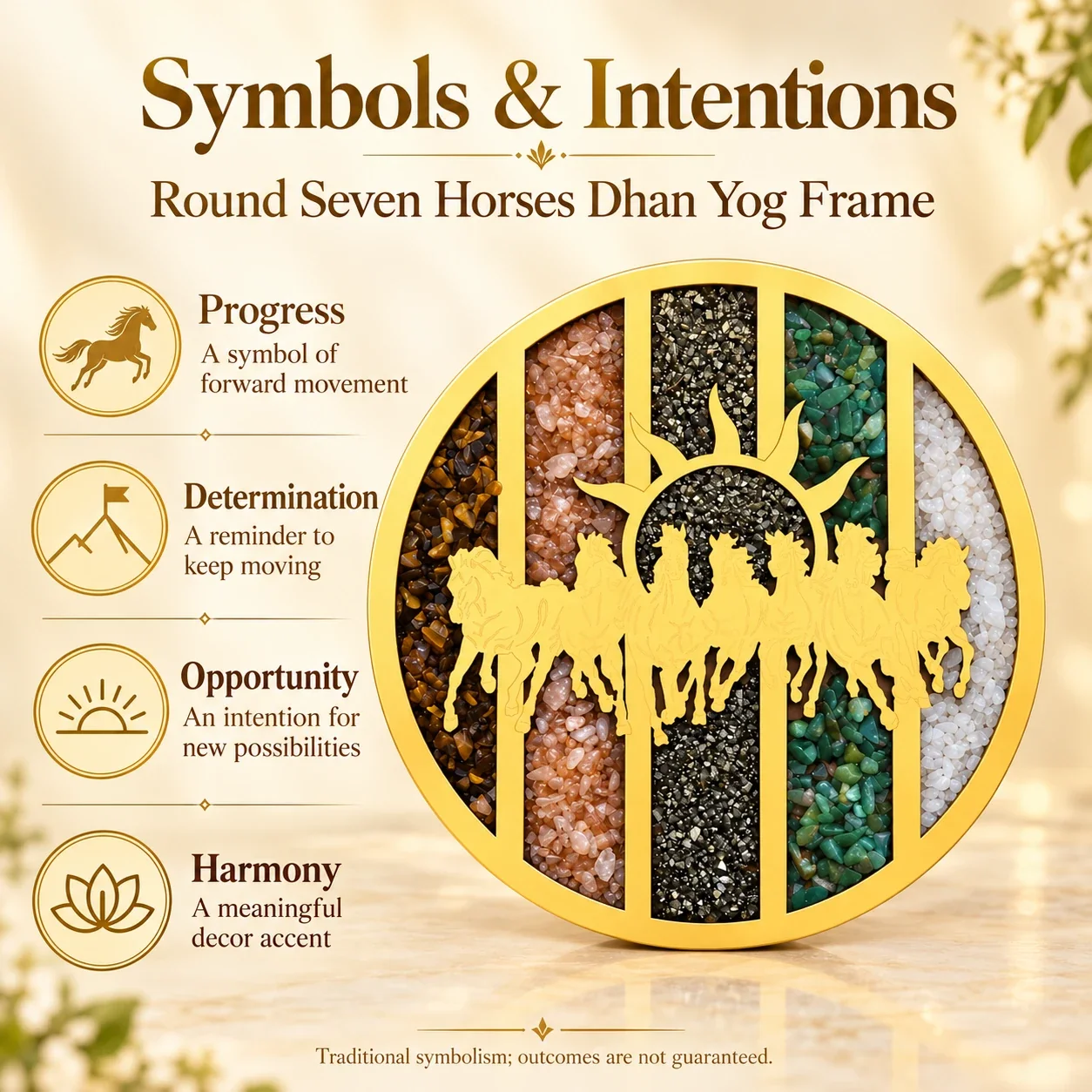 Seven Horses Round Dhan yog crystal Frame — buy online at Digveda