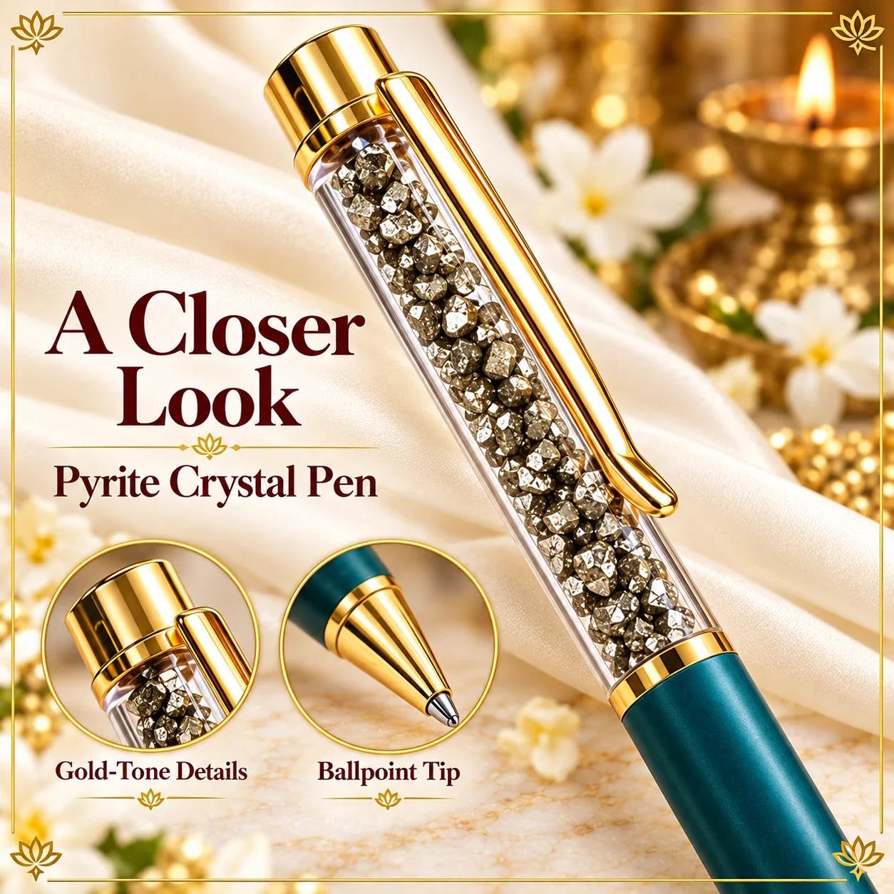 Pyrite Crystal Pen — buy online at Digveda