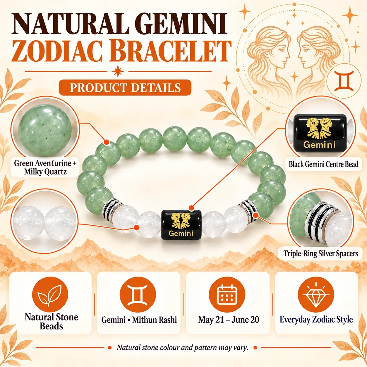 Gemini (Mithun Rashi) Zodiac Bracelet — buy online at Digveda