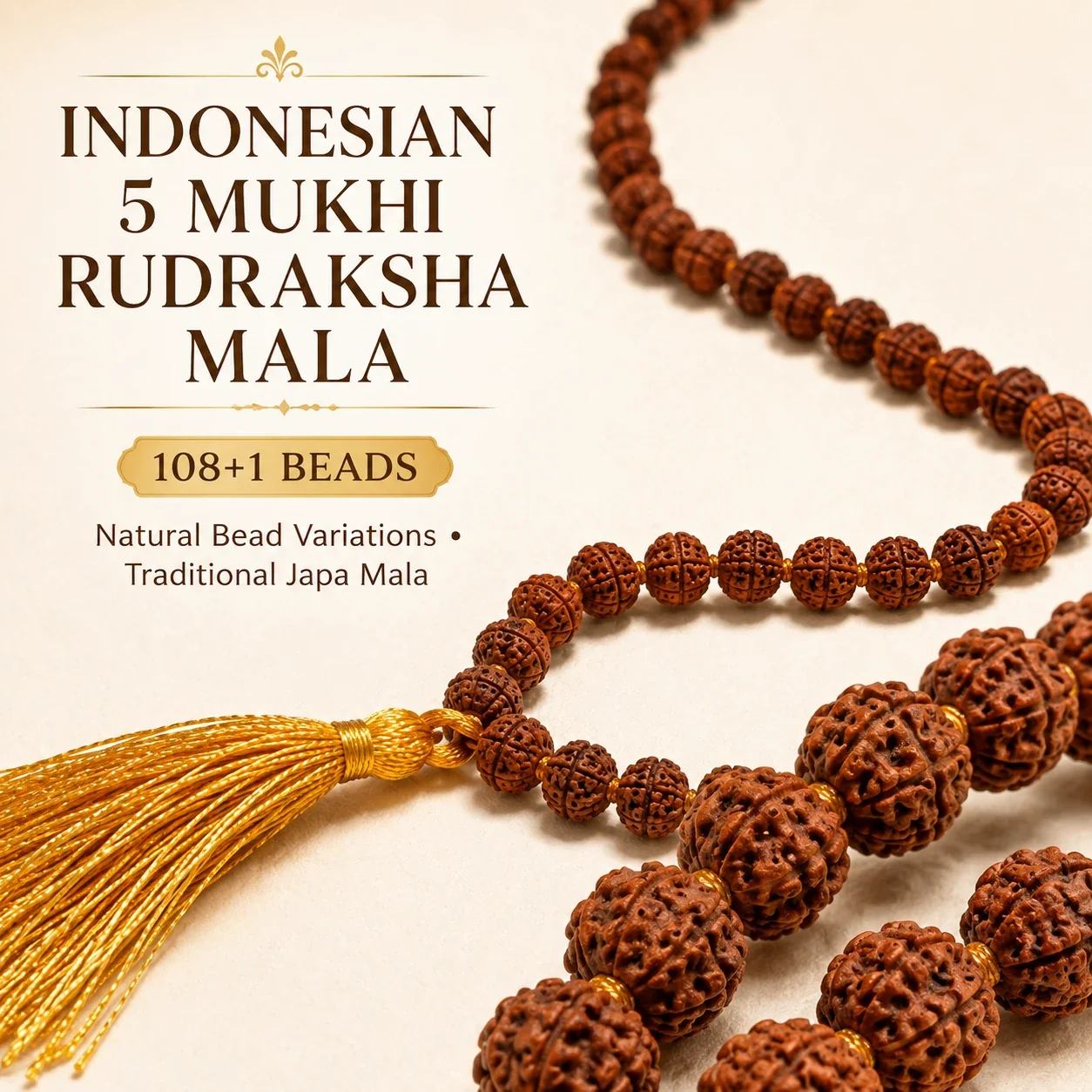5 Mukhi Indonesian Rudraksha Mala — buy online at Digveda