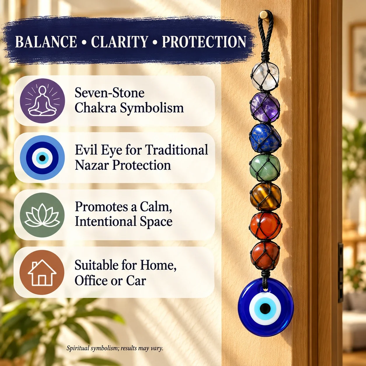 7 Chakra Natural Tumble Stone Evil Eye Hanging — buy online at Digveda