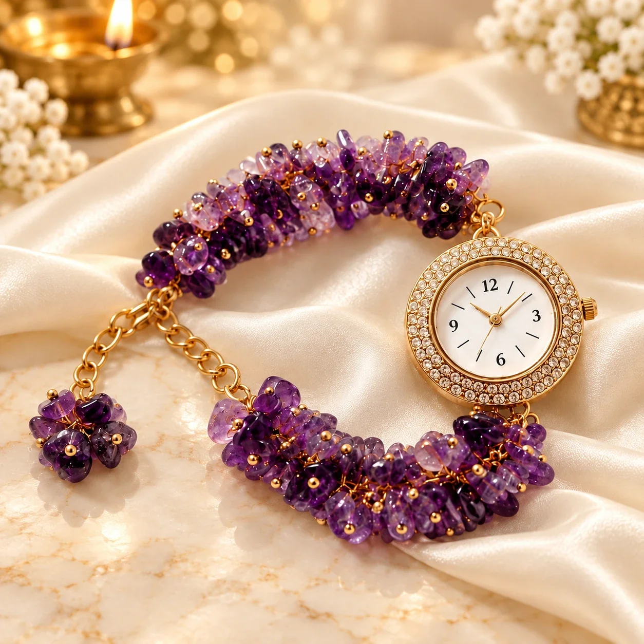 Amethyst Crystal Chip Watch — buy online at Digveda