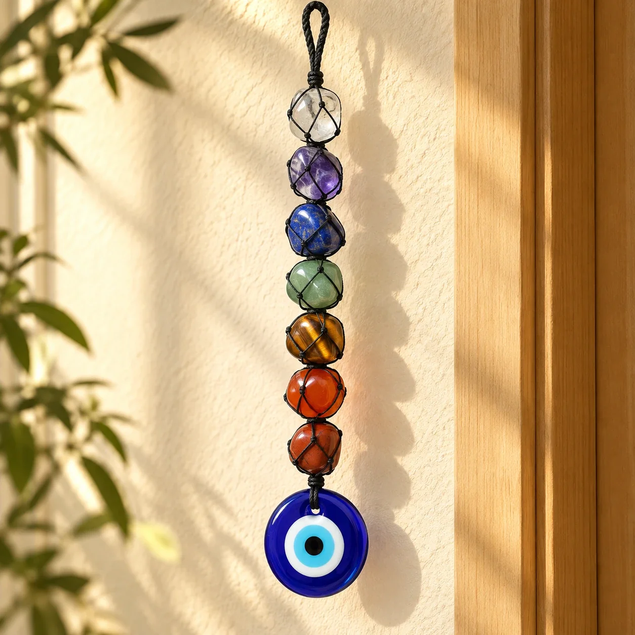 7 Chakra Natural Tumble Stone Evil Eye Hanging — buy online at Digveda