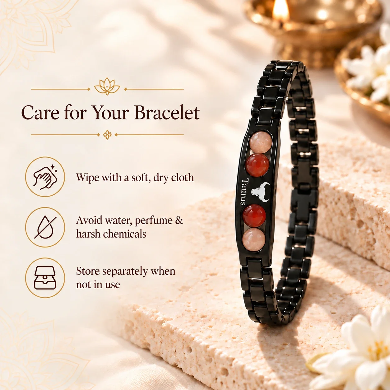 Taurus Zodiac Black-Link Bracelet — buy online at Digveda