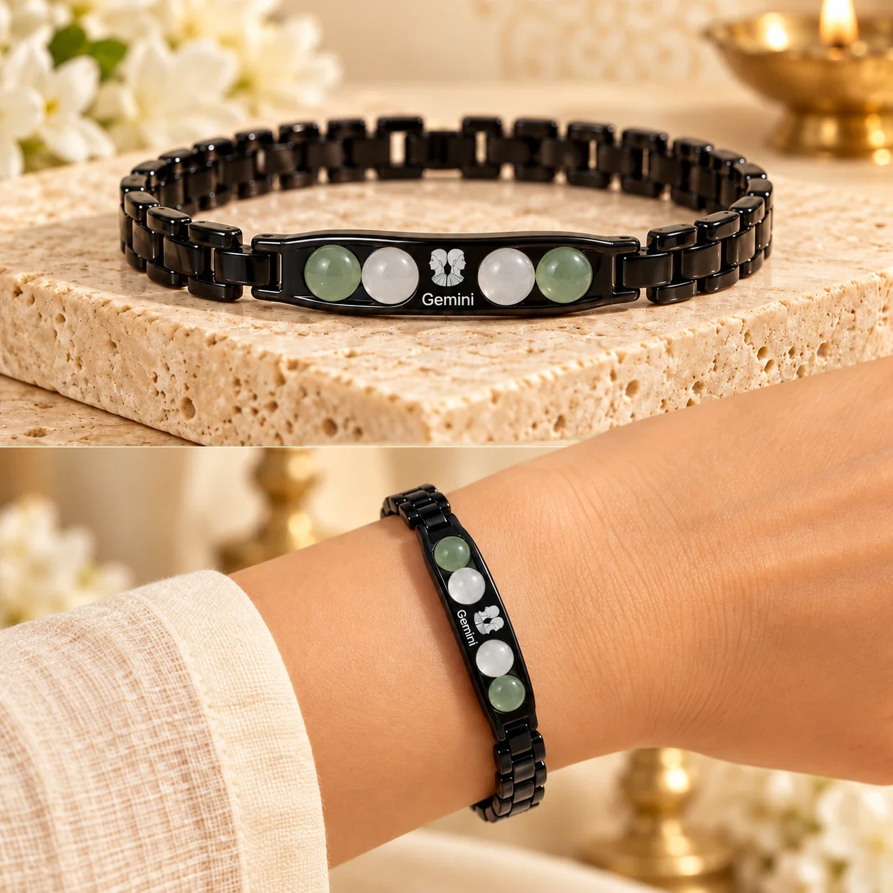 Gemini Zodiac Black-Link Bracelet — buy online at Digveda