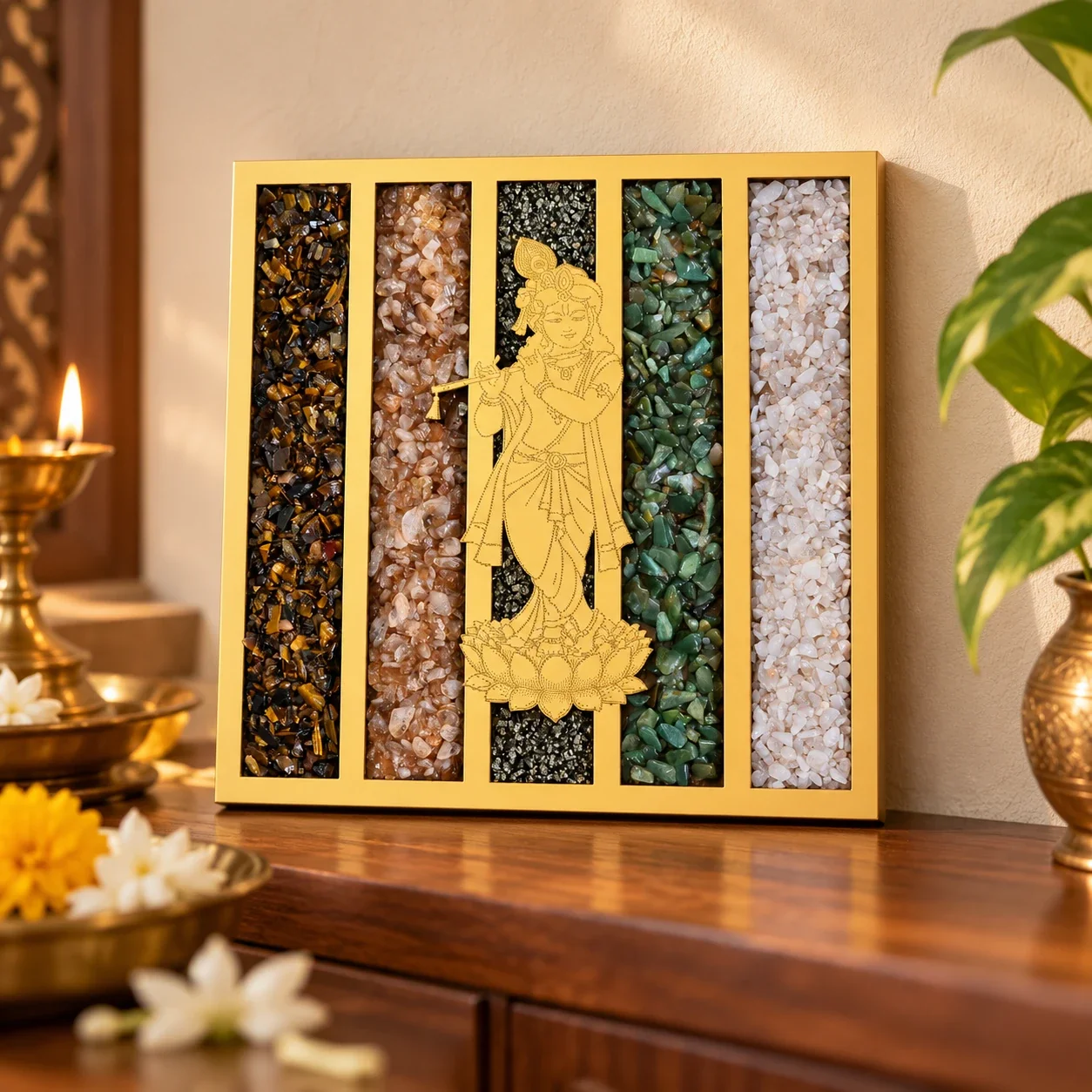 Lord Krishna Dhan Yog Crystal Frame — buy online at Digveda