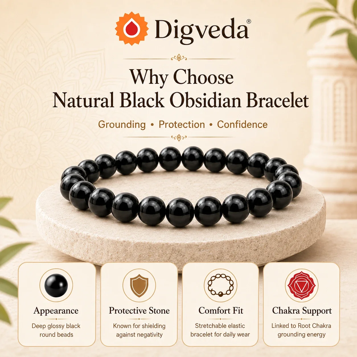 Black Obsidian Bracelet — buy online at Digveda