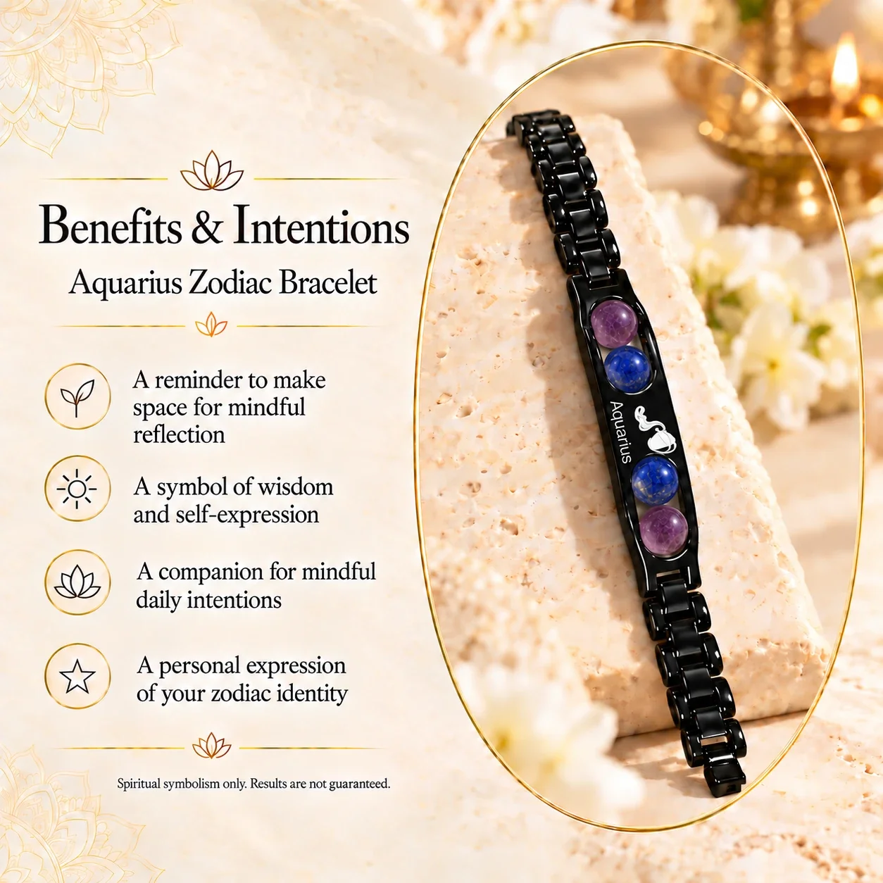 Aquarius (Kumbh Rashi) Zodiac Black-Link Bracelet — buy online at Digveda