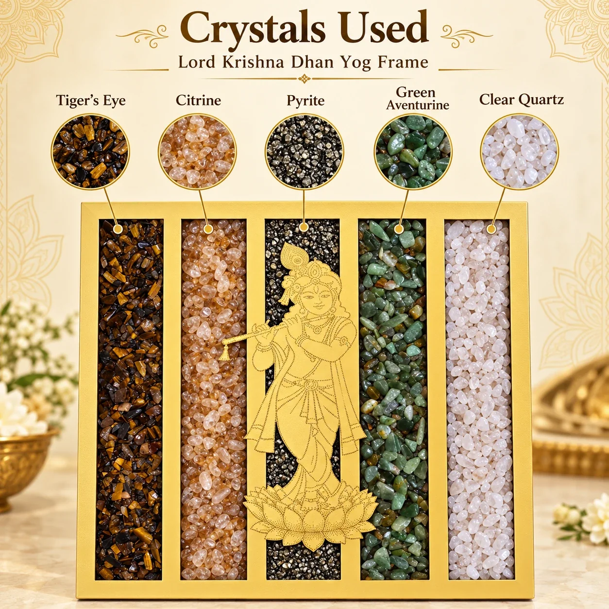 Lord Krishna Dhan Yog Crystal Frame — buy online at Digveda