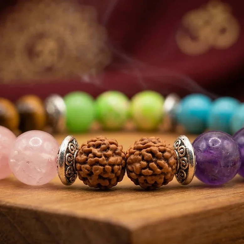 Seven Chakra Rudraksha & Gemstone Bracelet — buy online at Digveda