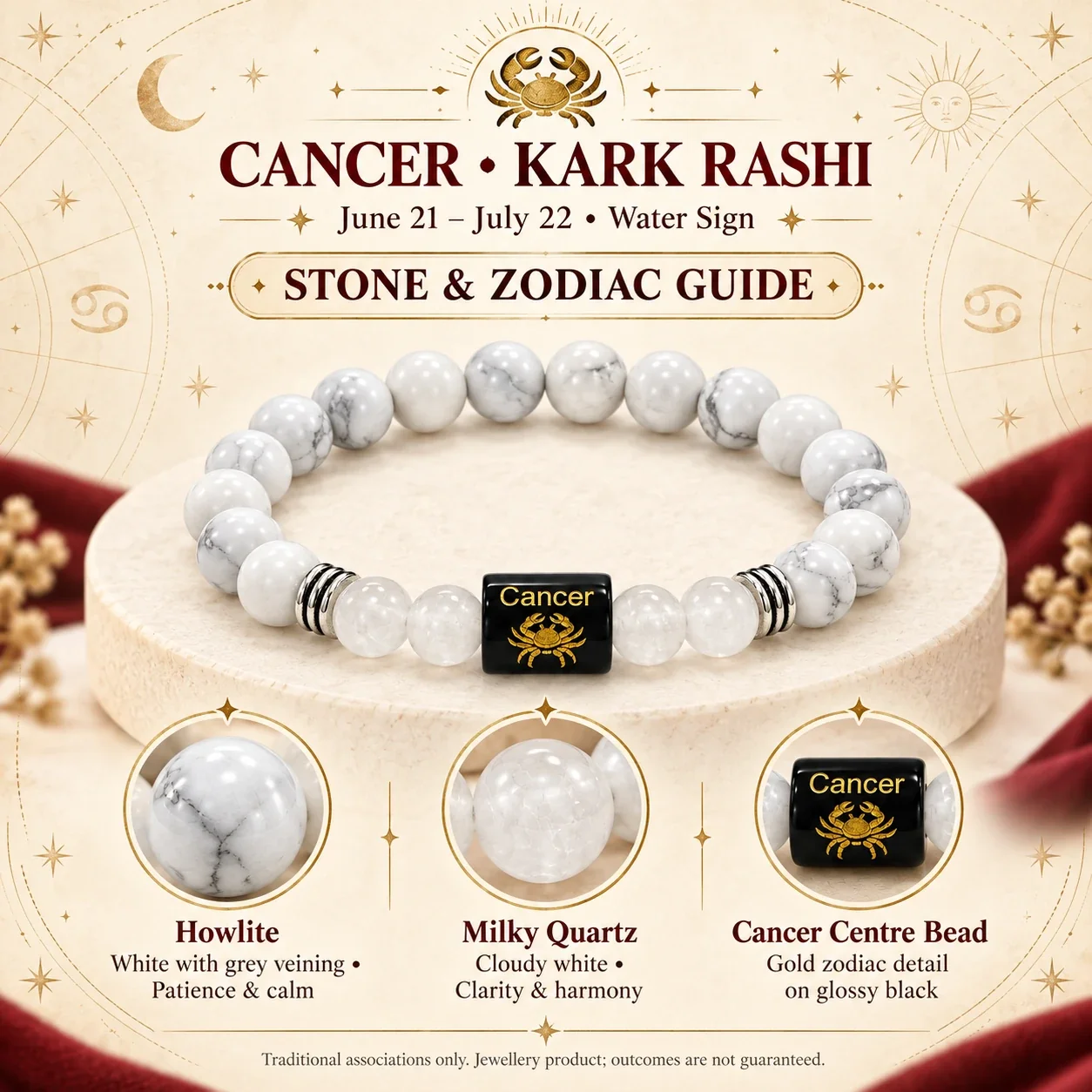 Cancer (Kark Rashi) Zodiac Bracelet — buy online at Digveda