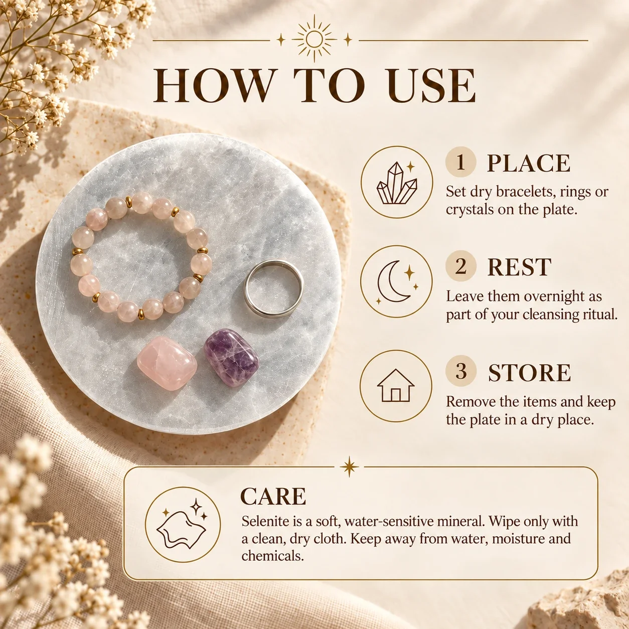 Moroccan selenite plate — buy online at Digveda