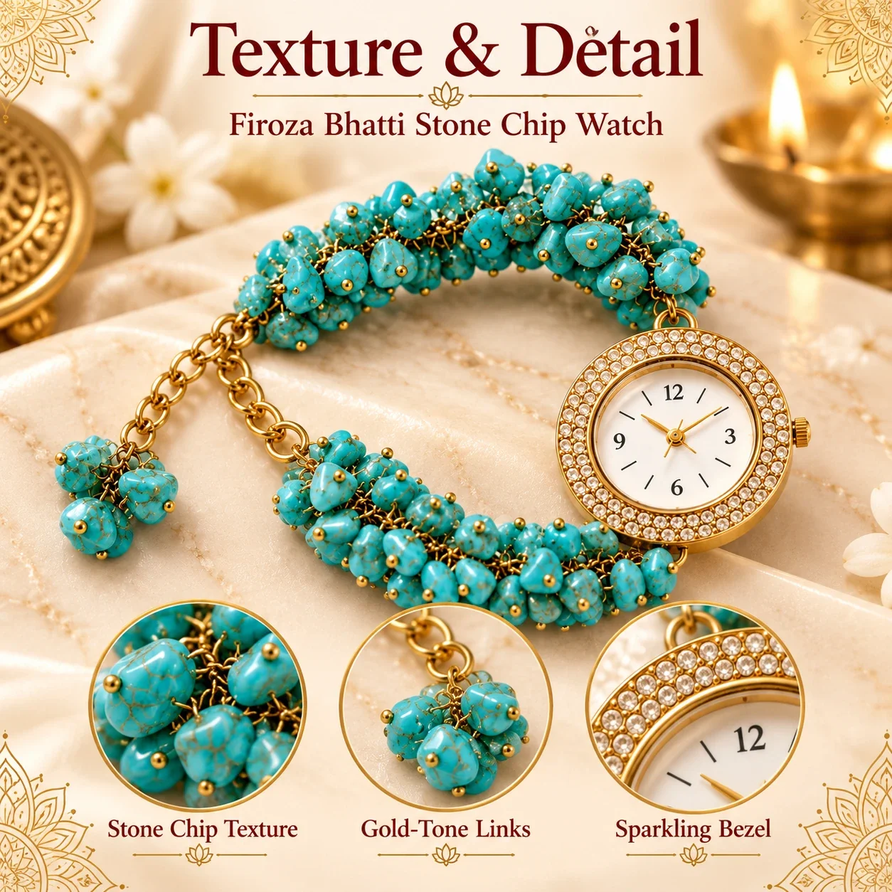 Firoza Bhatti Stone Chip Watch — buy online at Digveda