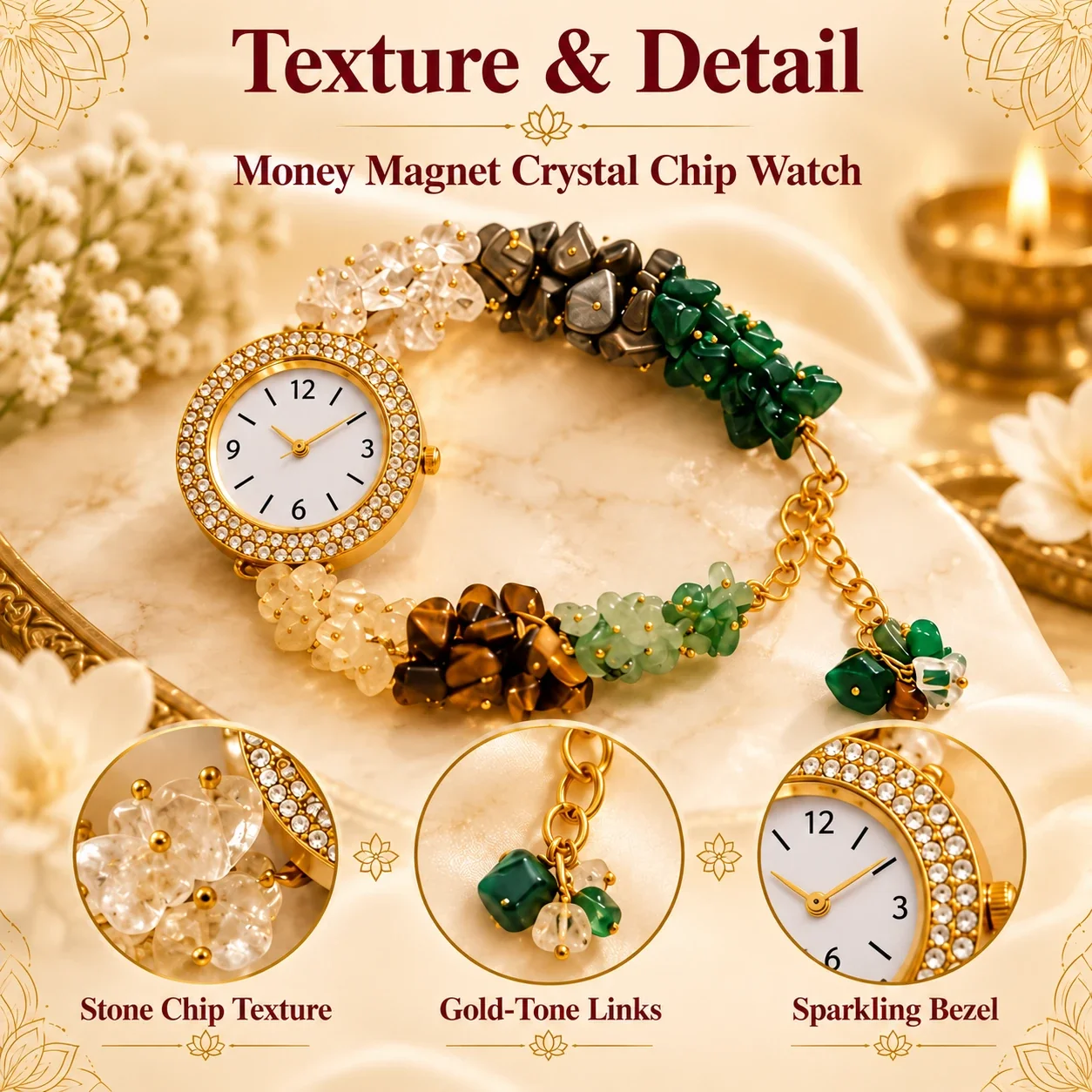 Money Magnet Crystal Chip Watch — buy online at Digveda