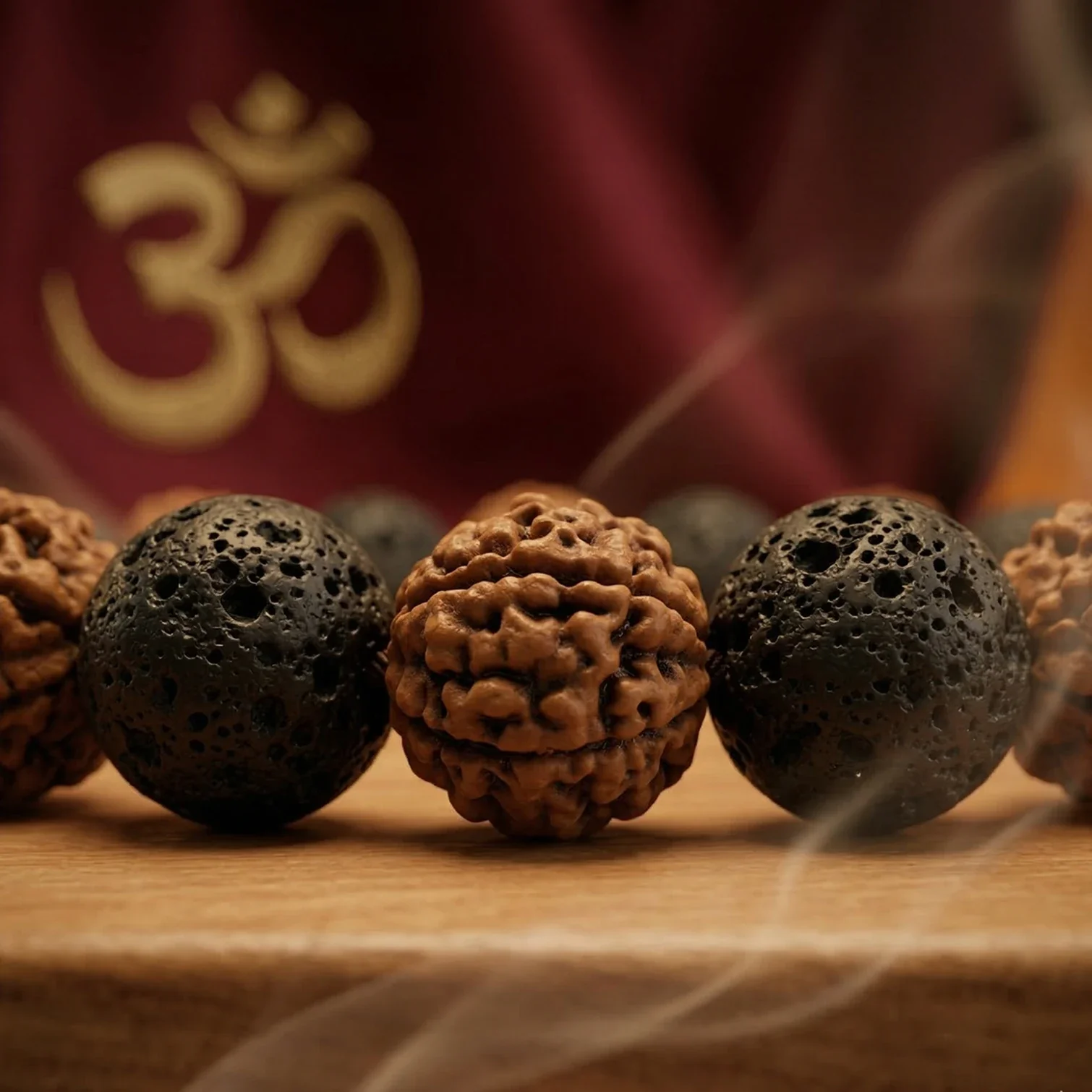 Rudraksha & Black Lava Stone Diffuser Bracelet — buy online at Digveda