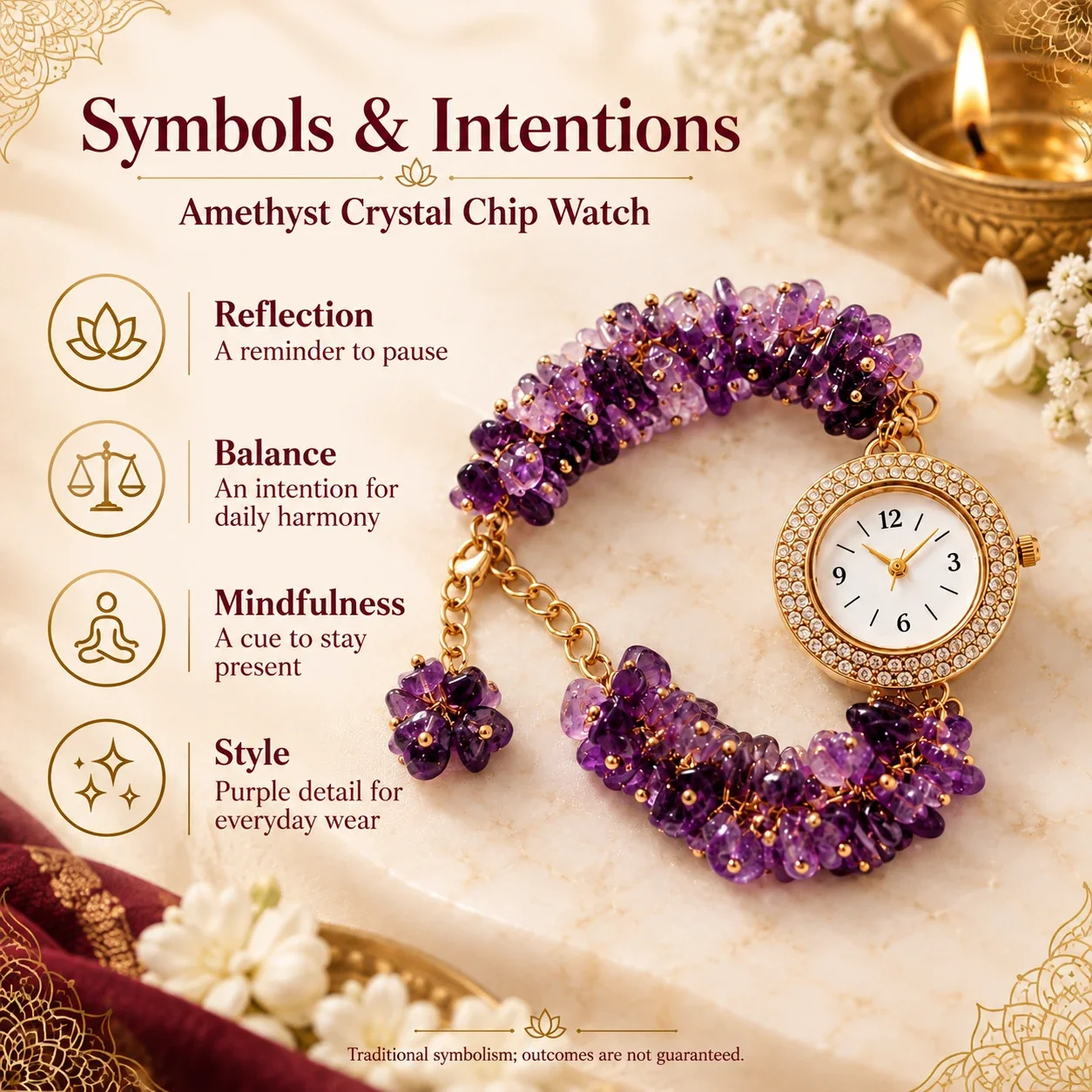 Amethyst Crystal Chip Watch — buy online at Digveda