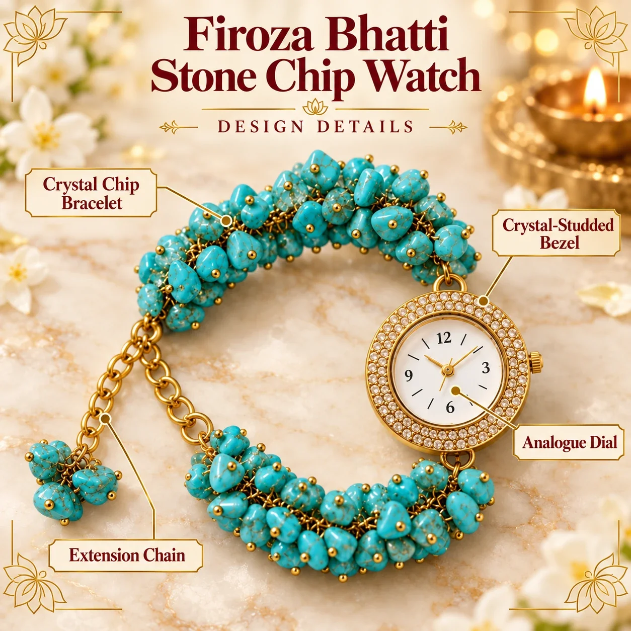 Firoza Bhatti Stone Chip Watch — buy online at Digveda