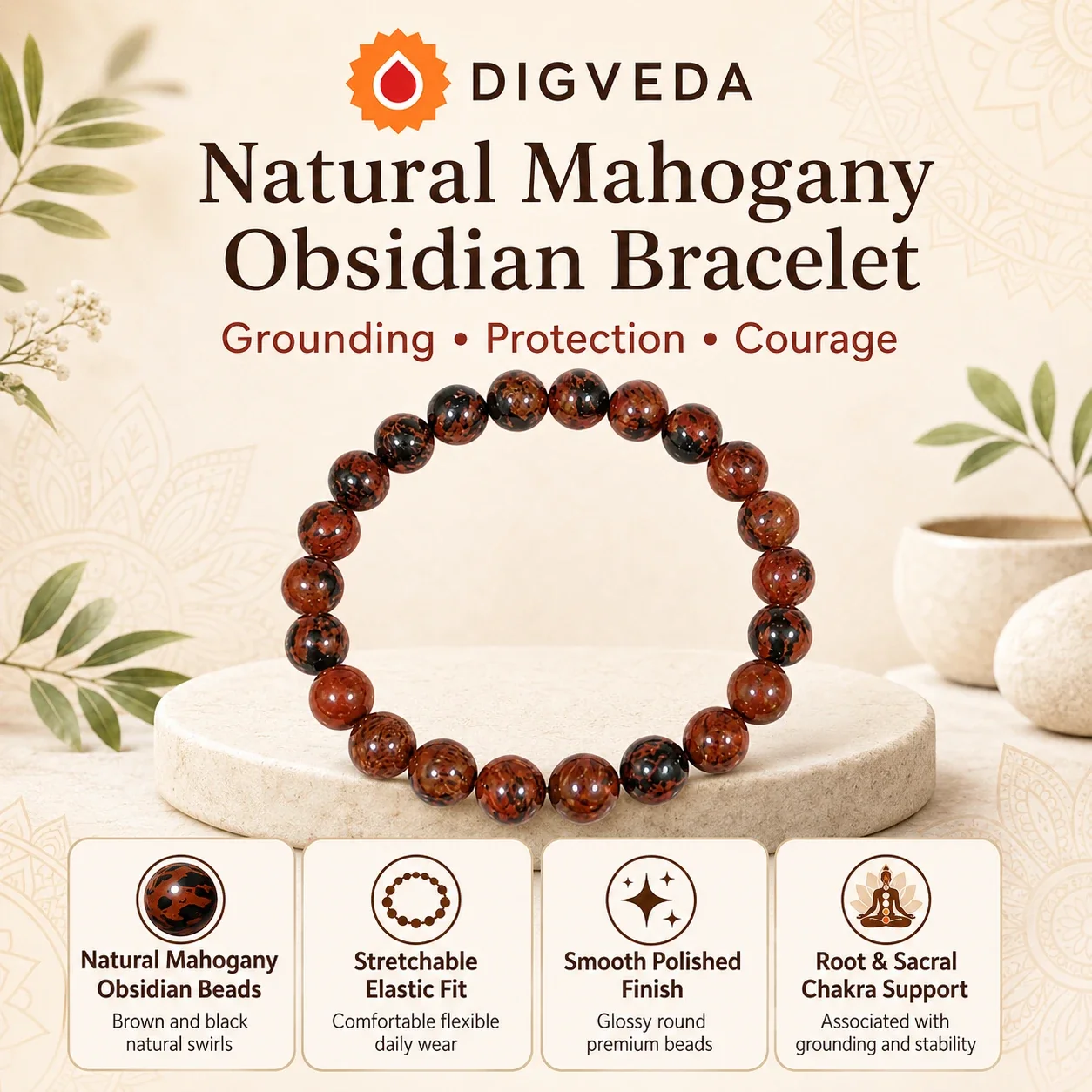Mahogany Obsidian Bracelet — buy online at Digveda