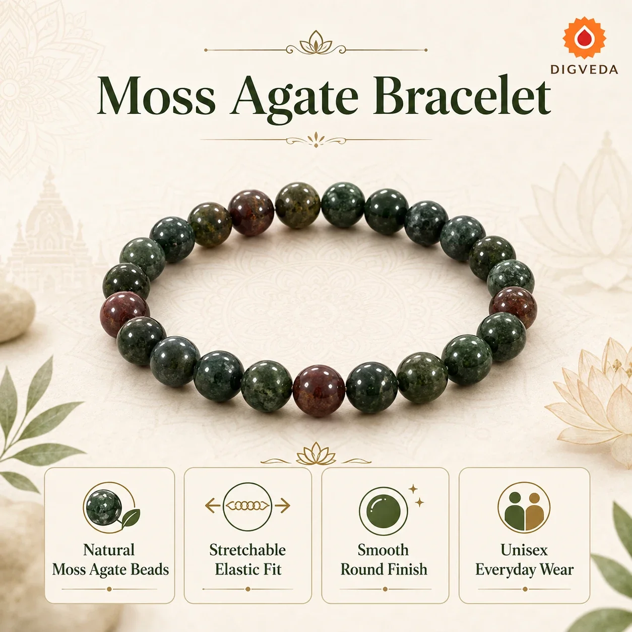 Moss Agate Bracelet — buy online at Digveda