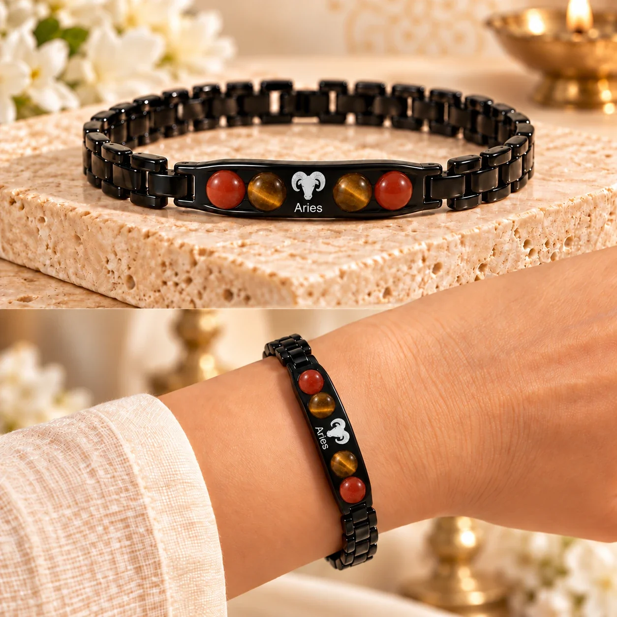 Aries Zodiac Black-Link Bracelet — buy online at Digveda
