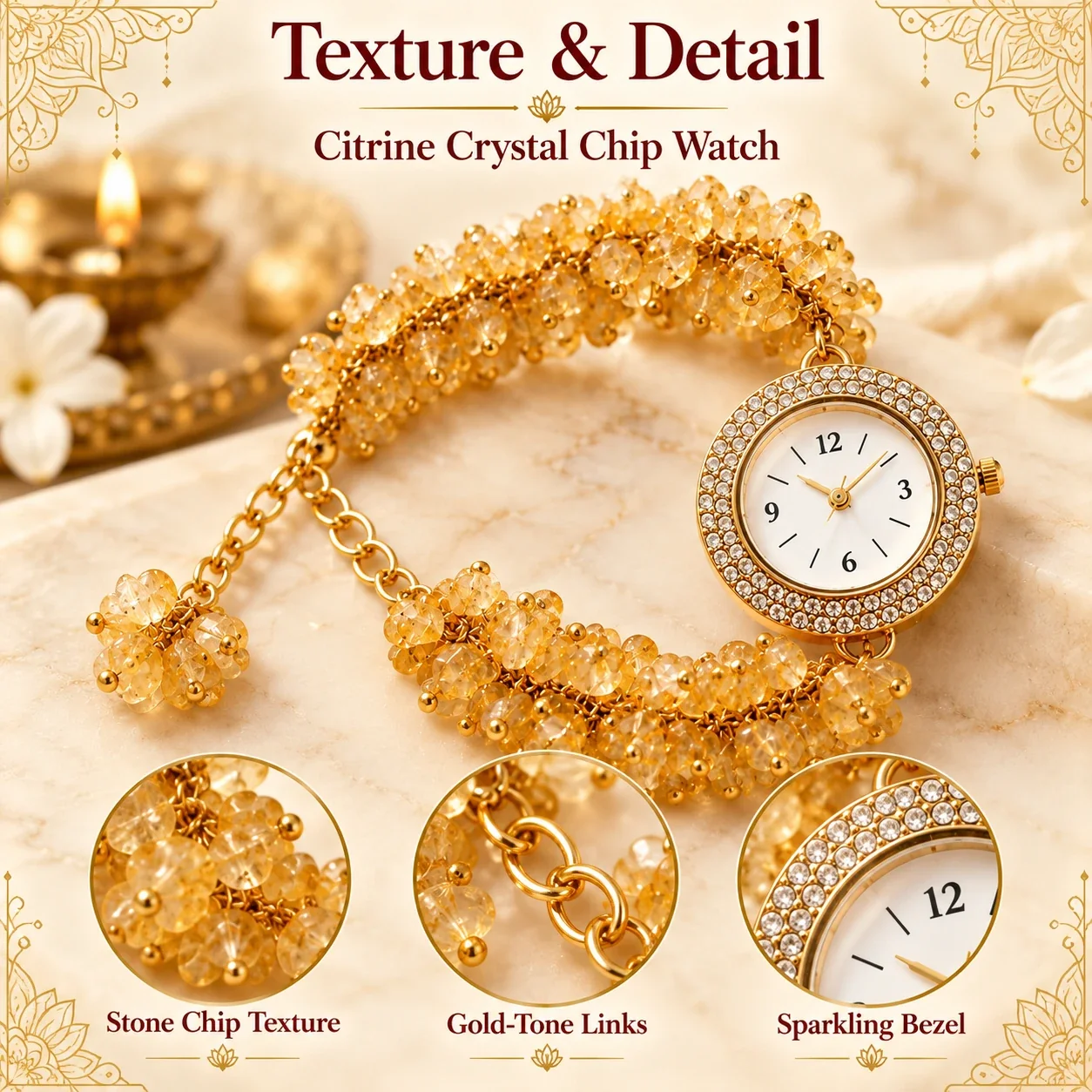 Citrine Crystal Chip Watch — buy online at Digveda