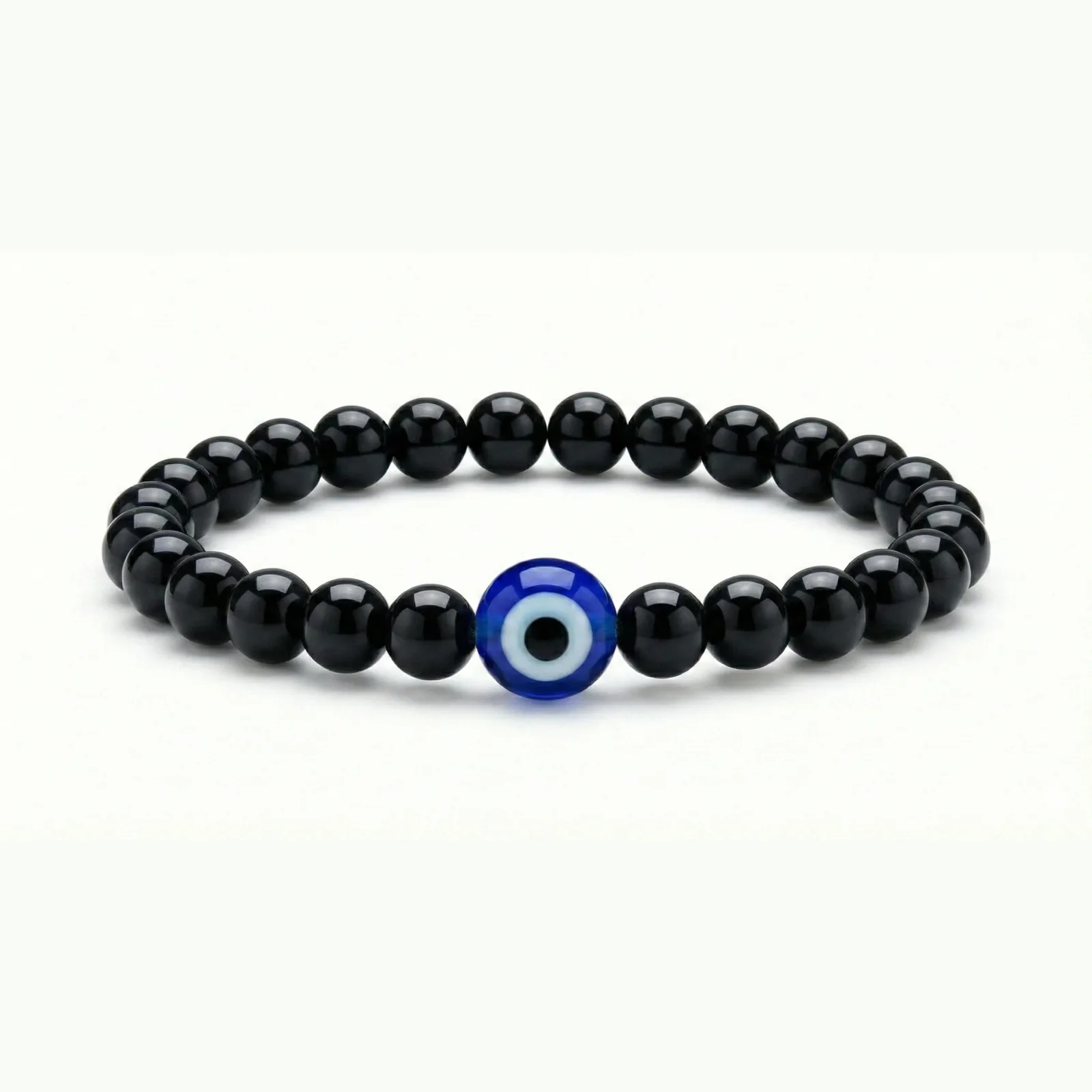 Black Crystal Evil Eye Protection Bracelet (Black & Blue) — buy online at Digveda