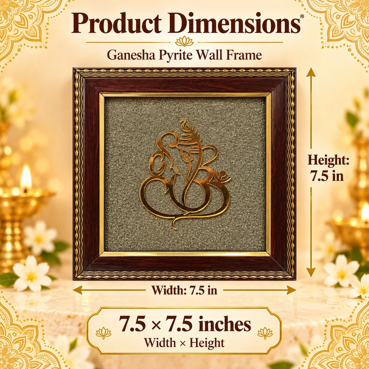 Lord Ganesha Raw Pyrite Crystal wall Frame — buy online at Digveda
