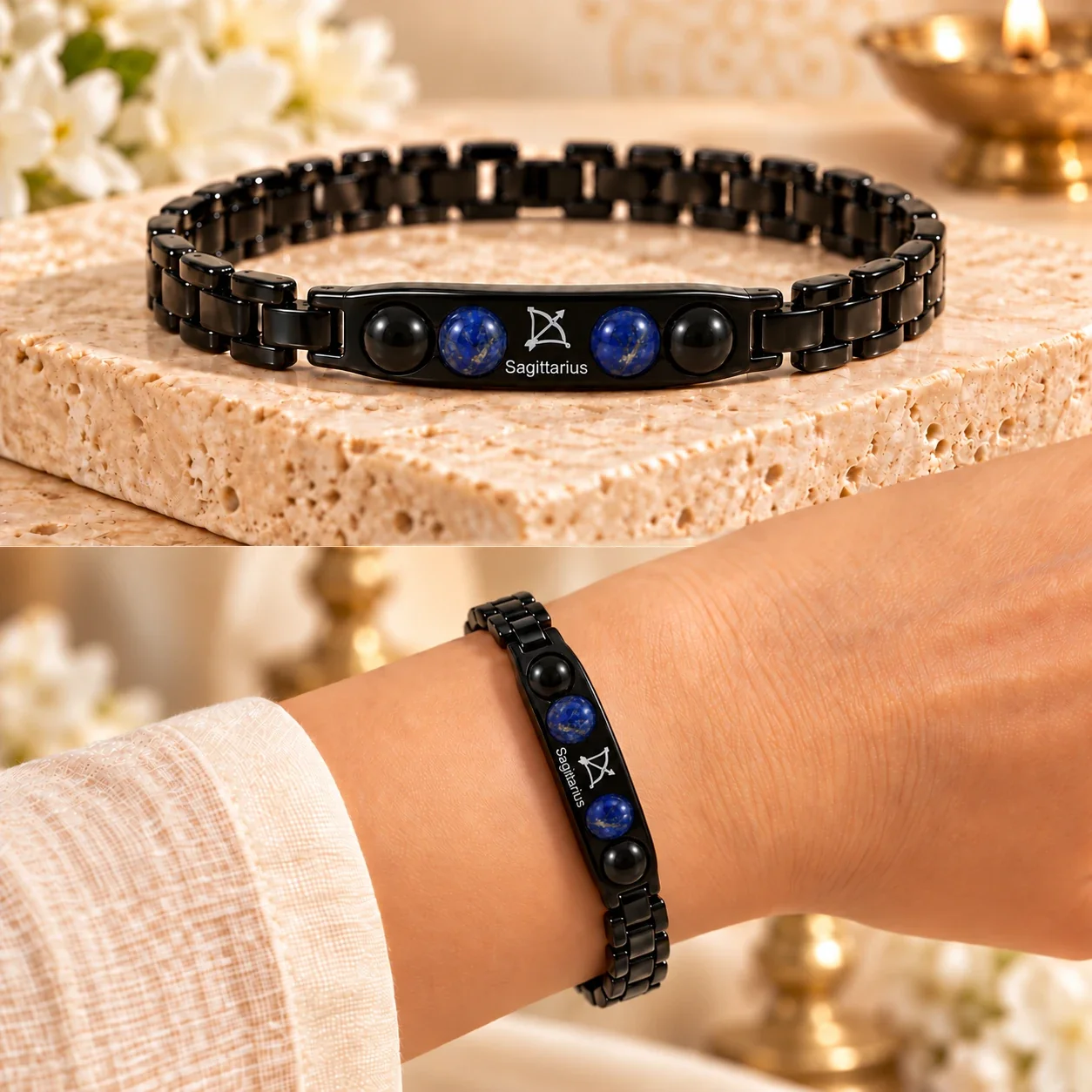 Sagittarius Zodiac Black-Link Bracelet — buy online at Digveda