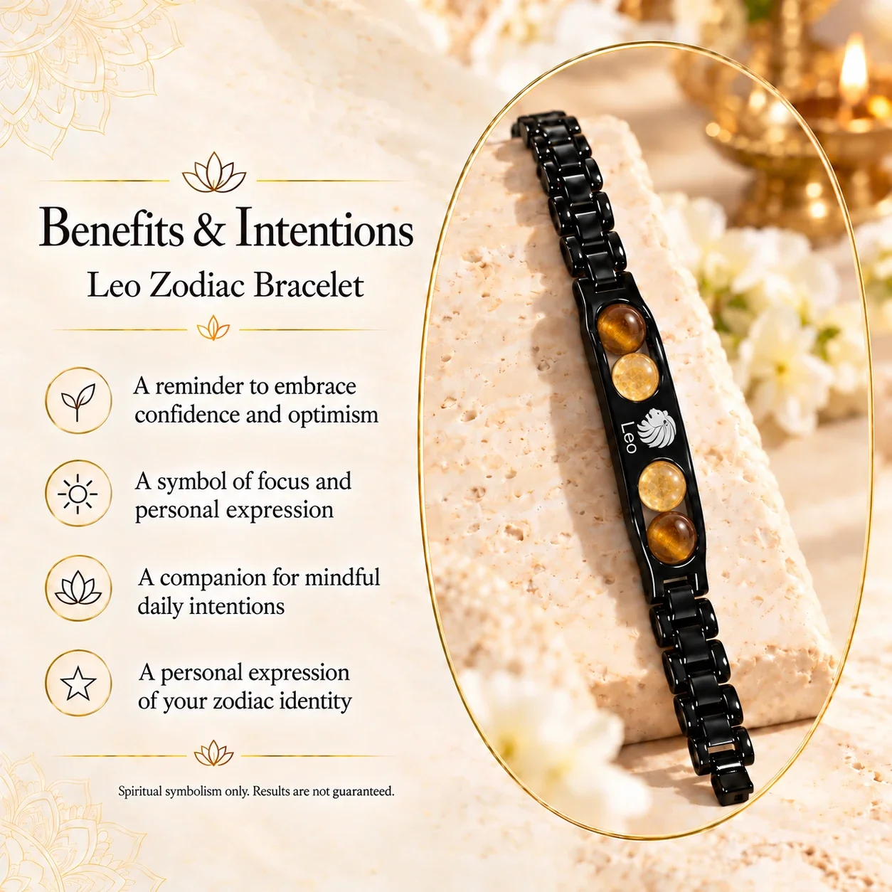 Leo (Sinh Rashi) Zodiac Black-Link Bracelet — buy online at Digveda