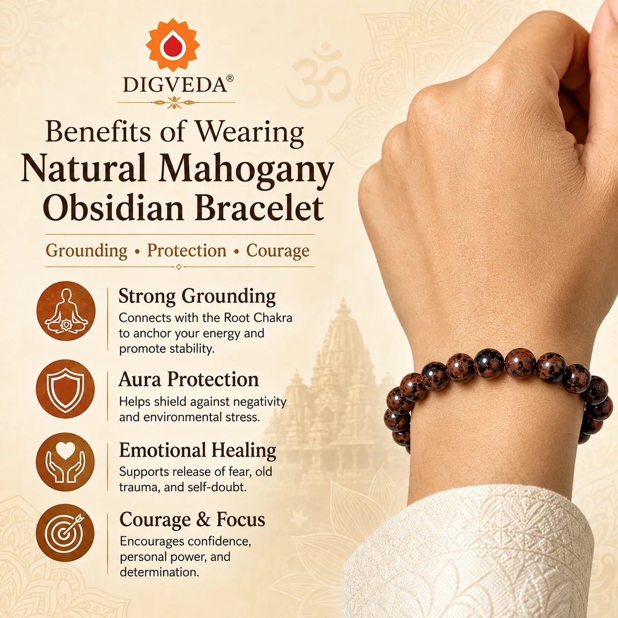 Mahogany Obsidian Bracelet — buy online at Digveda