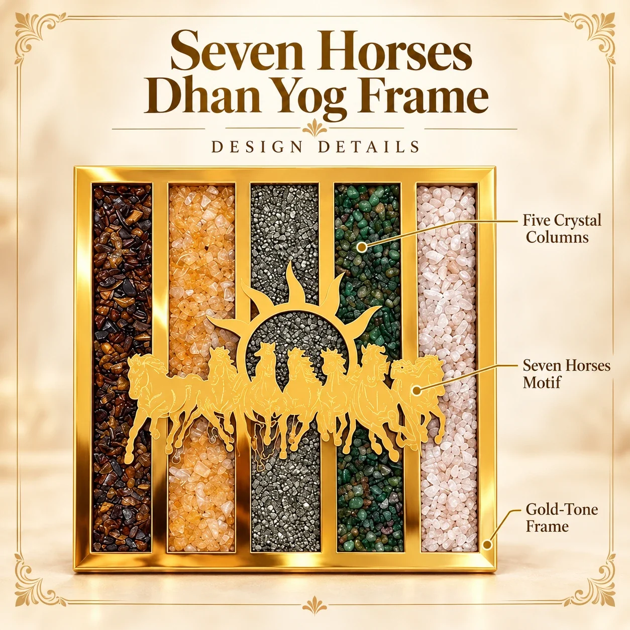 Seven Horses Dhan Yog Crystal Frame — buy online at Digveda
