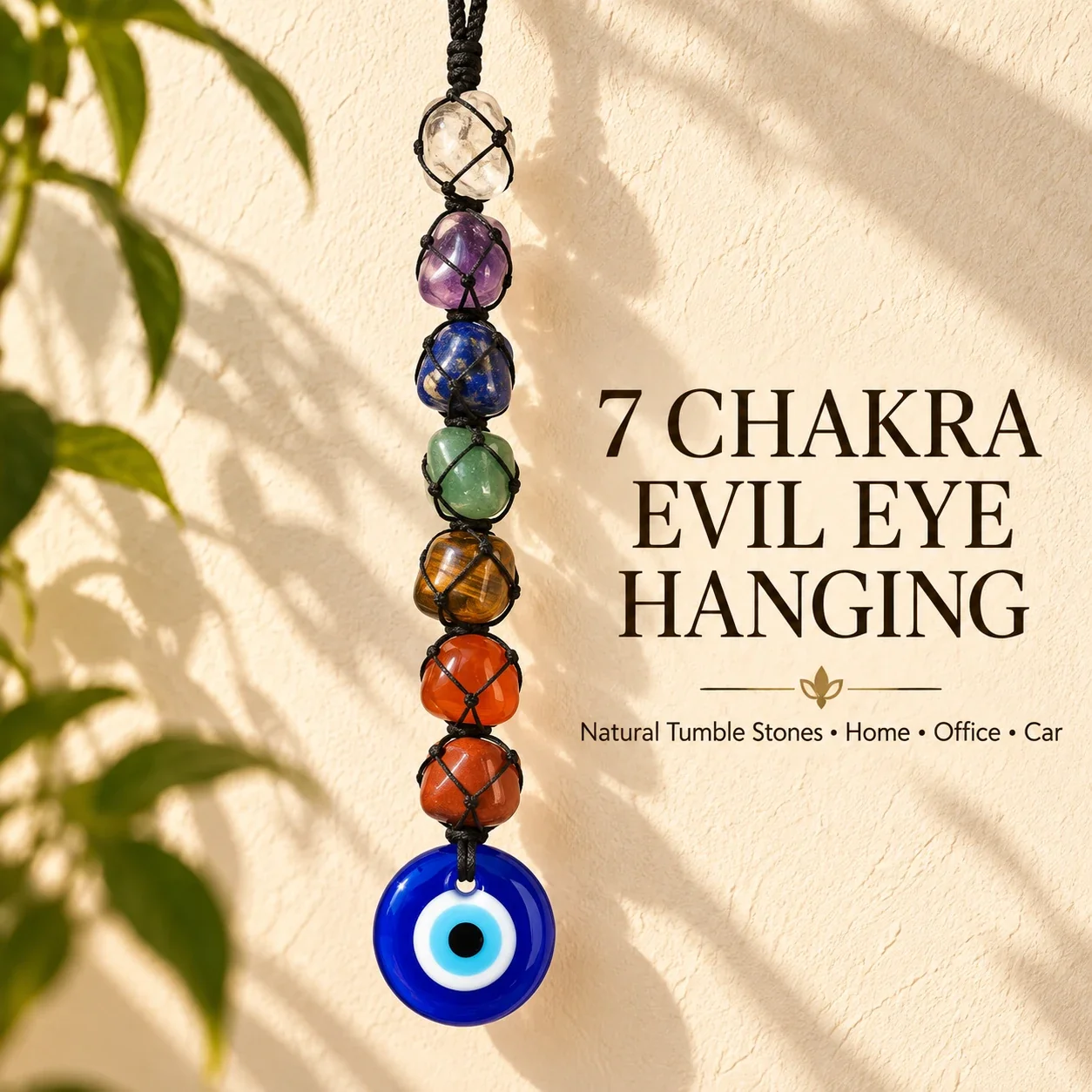 7 Chakra Natural Tumble Stone Evil Eye Hanging — buy online at Digveda