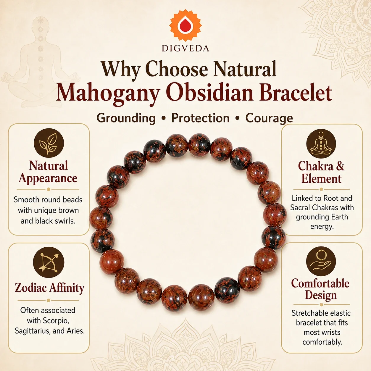 Mahogany Obsidian Bracelet — buy online at Digveda