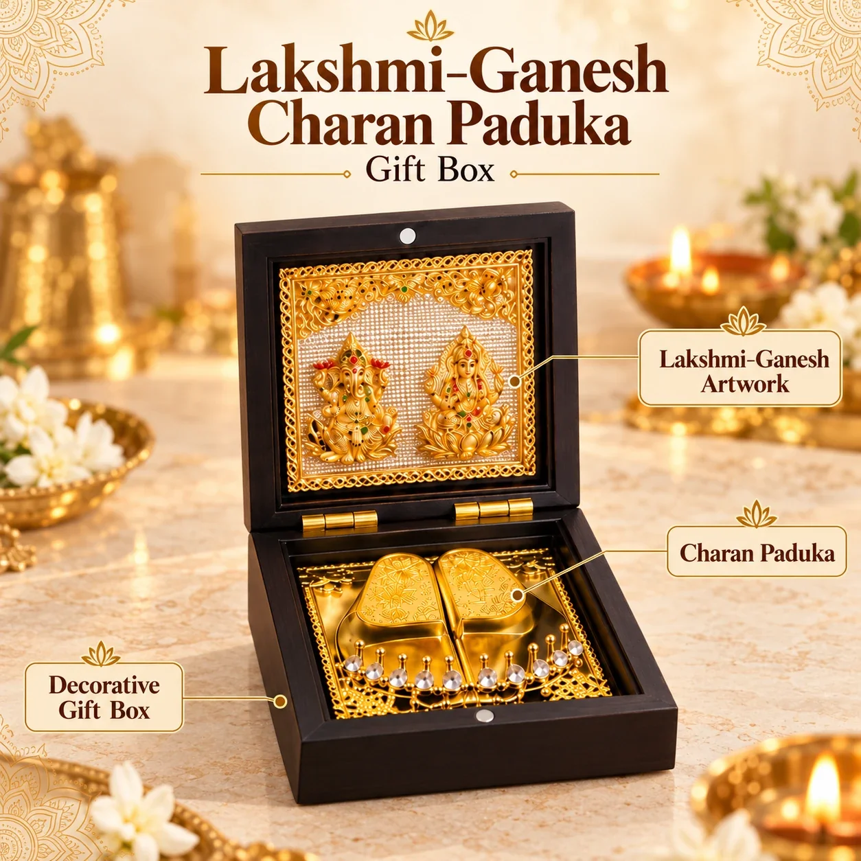 Lakshmi–Ganesh Charan Paduka Gift Box — buy online at Digveda