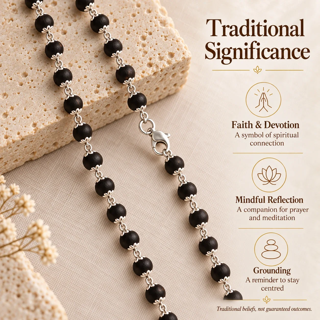 Silver Capped Karungali Mala — buy online at Digveda