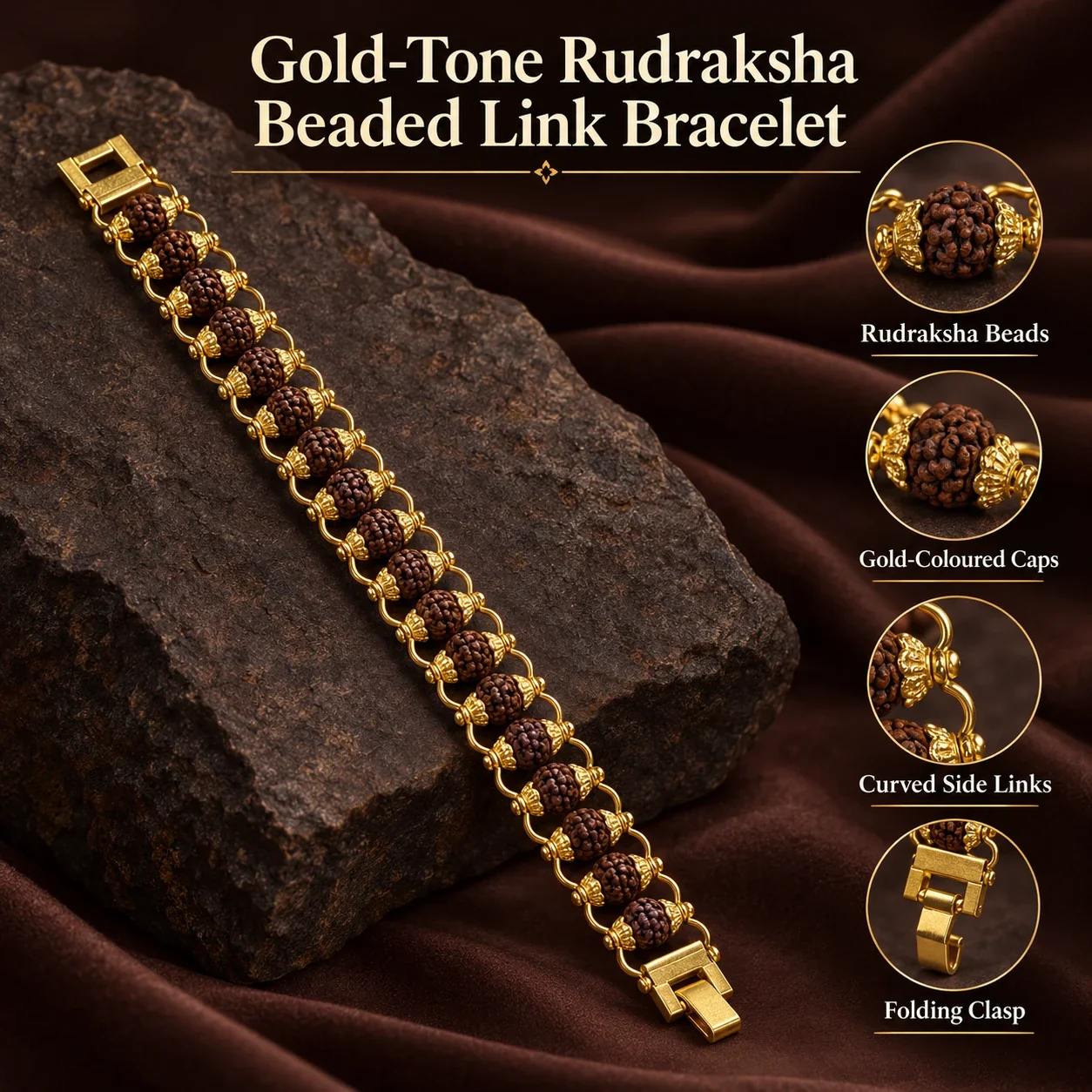 Gold Plated Essential Rudraksha Bracelet — buy online at Digveda