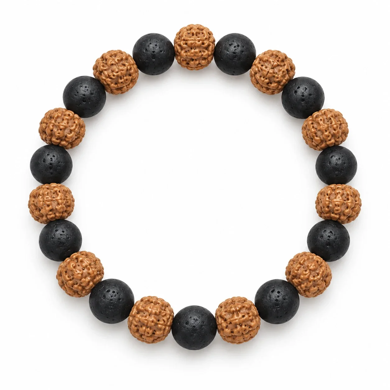 Rudraksha & Black Lava Stone Diffuser Bracelet — buy online at Digveda