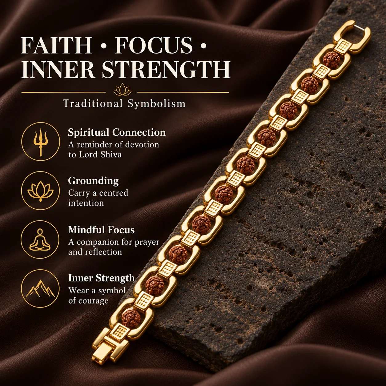 Gold Plated Premium Rudraksha Bracelet — buy online at Digveda