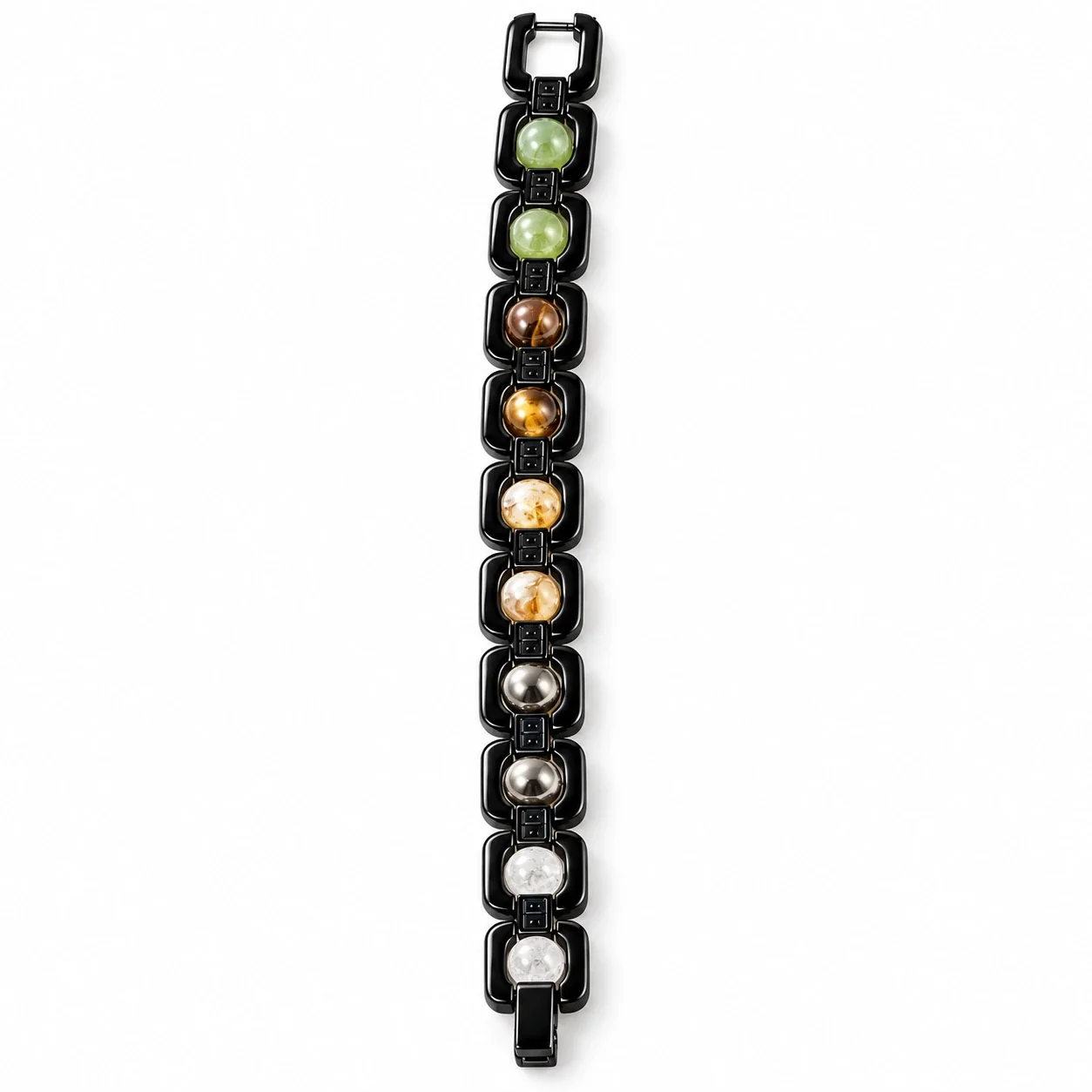 Money Magnet Natural Stone Chain Bracelet with Black-Tone Links — buy online at Digveda