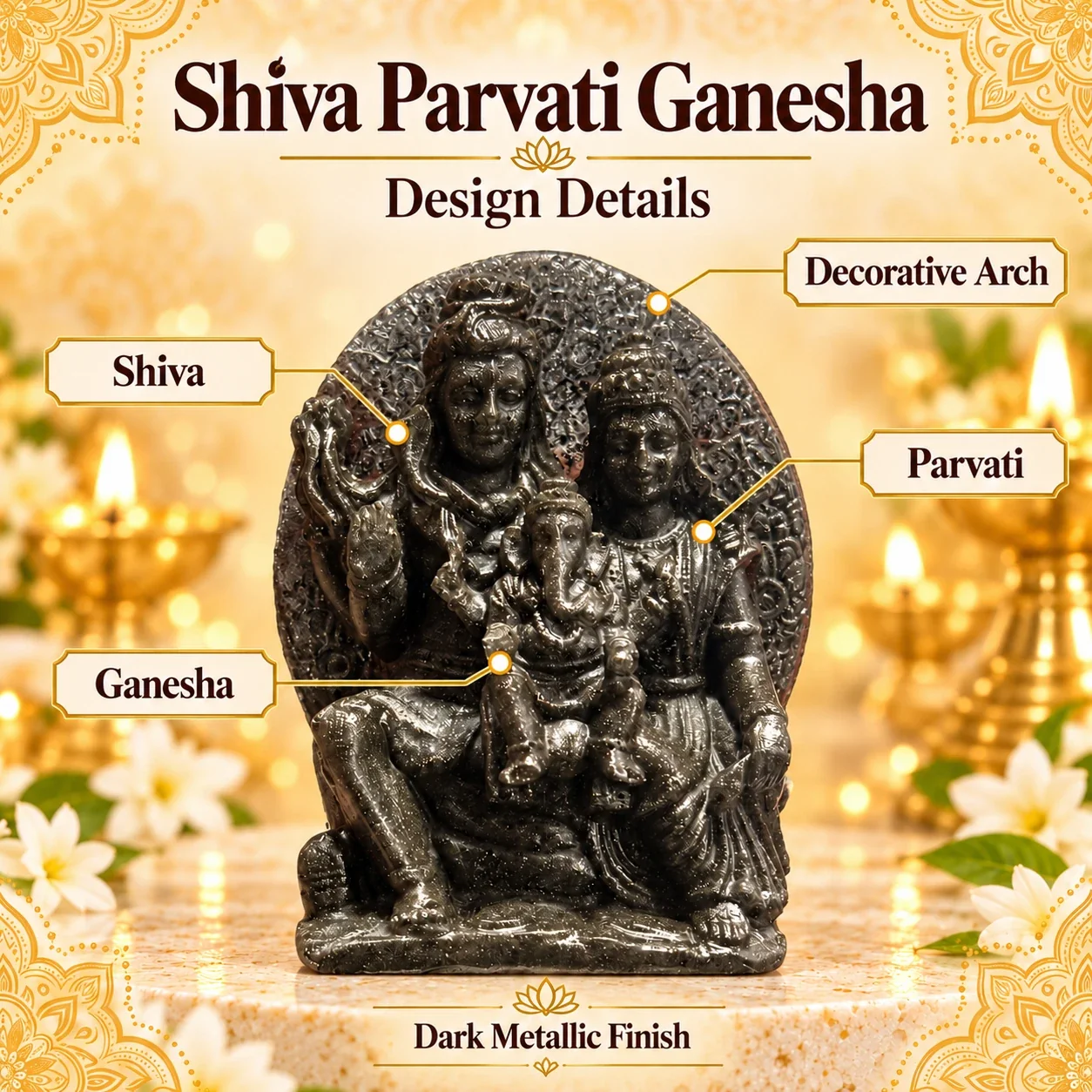 Shiva Parvati Ganesha Idol — buy online at Digveda