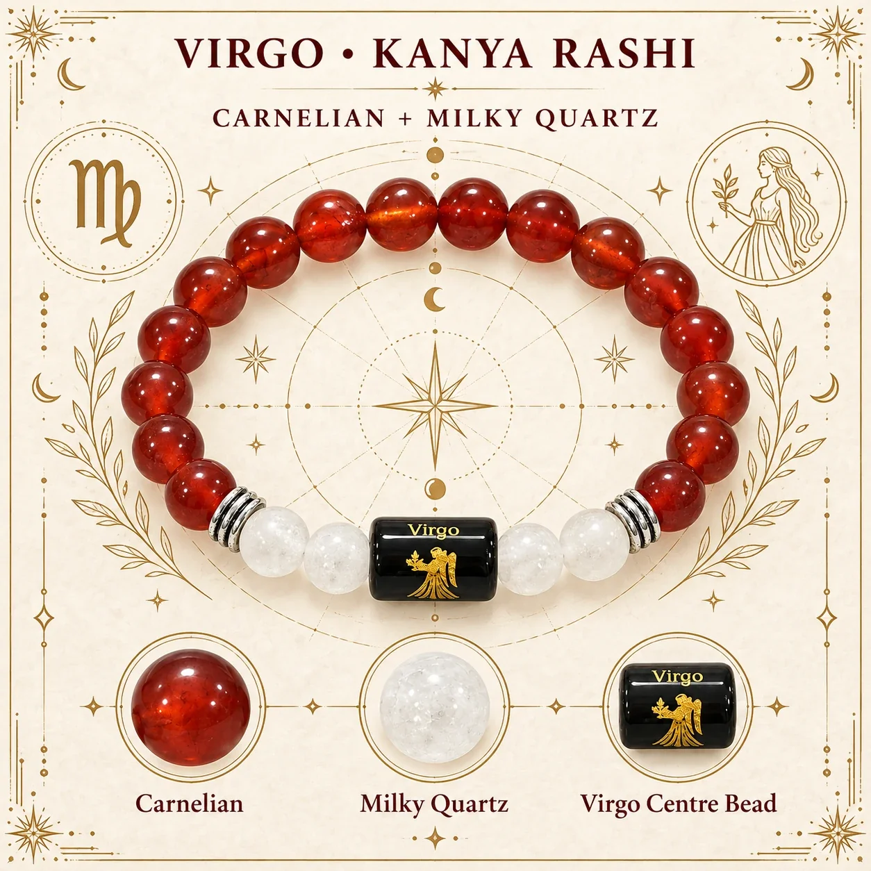 Virgo (Kanya Rashi) Zodiac Bracelet — buy online at Digveda
